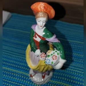 Vintage Porcelain Lady with Flower Basket